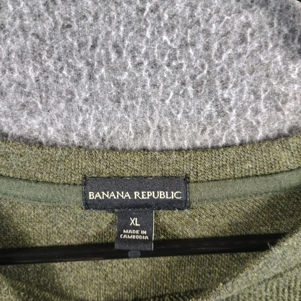 Banana Republic Sweater Men XL Green Olive Pullover Heather Soft Long Sleeve‎
